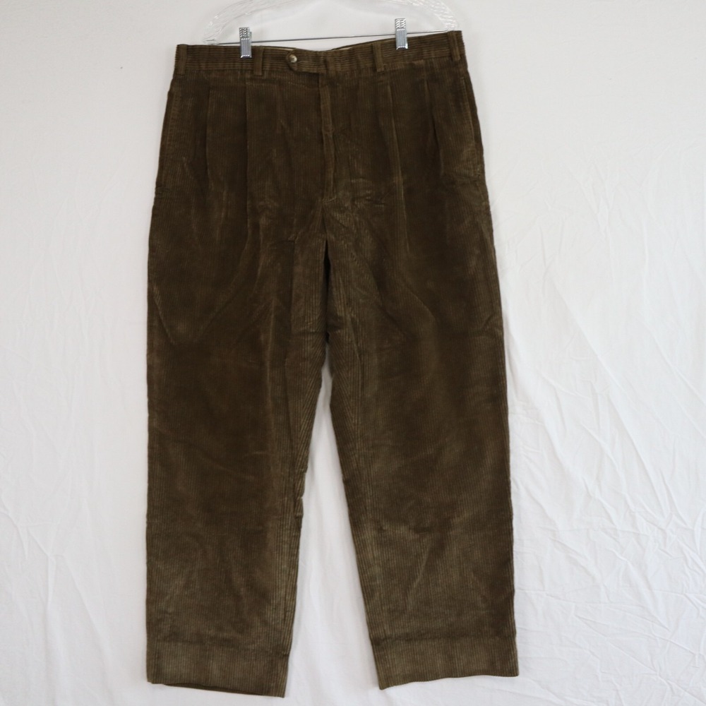 Bullock & Jones Pants Mens 56 38x30 Corduroy‎ Chino Casual Cotton Pleated Brown